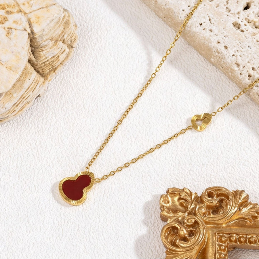 Titaniumstaal, kleurvast, Nieuw-Chinese stijl bloemenkalebas-ketting, een verfijnd en luxueus sieraad