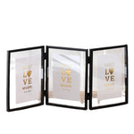 Foldable Triple Photo Frame, Gold and Black