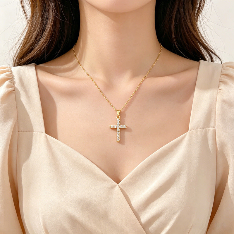 Zirkonia kruishanger-ketting