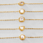 Bracelet réglable en zircon, acier inoxydable