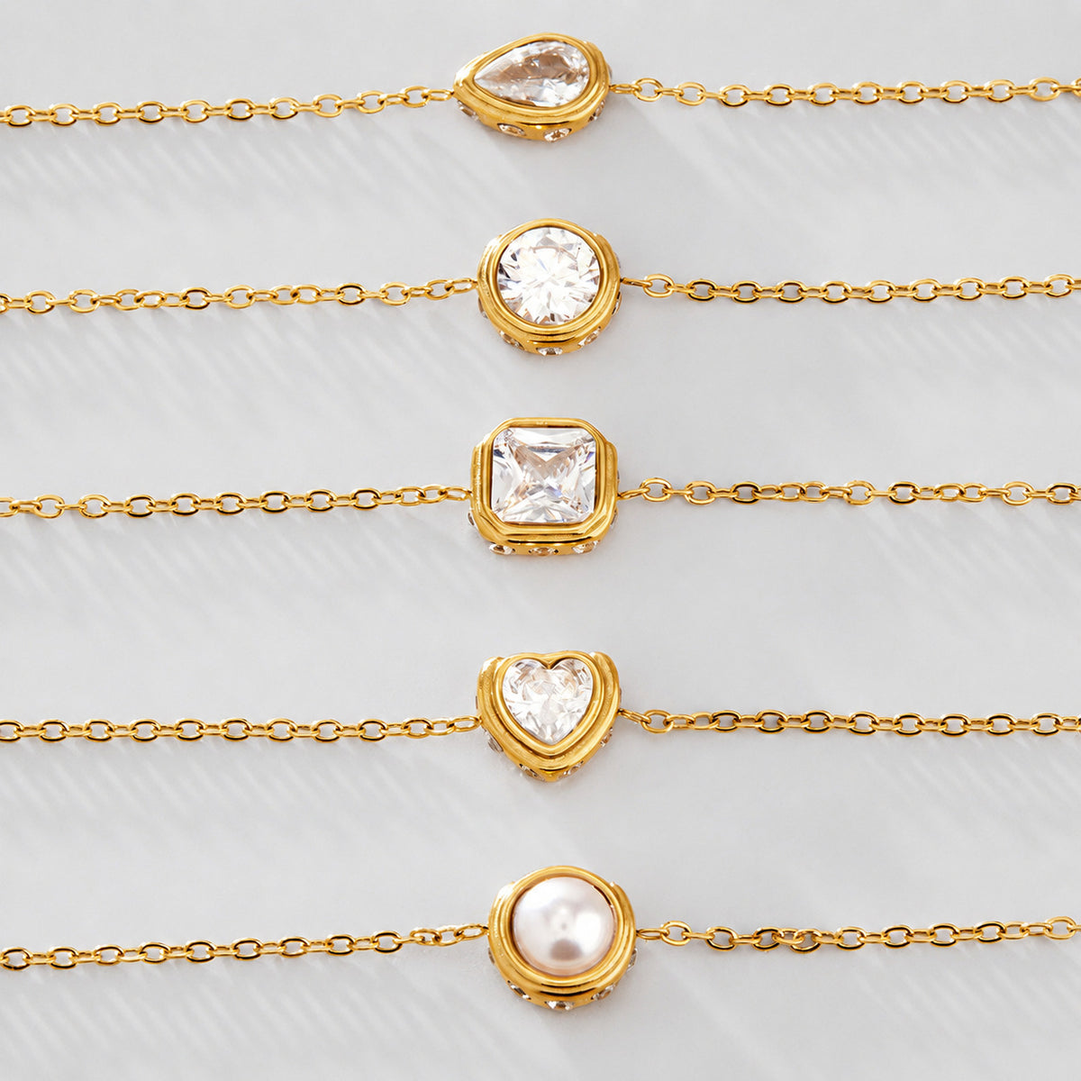 Bracelet réglable en zircon, acier inoxydable