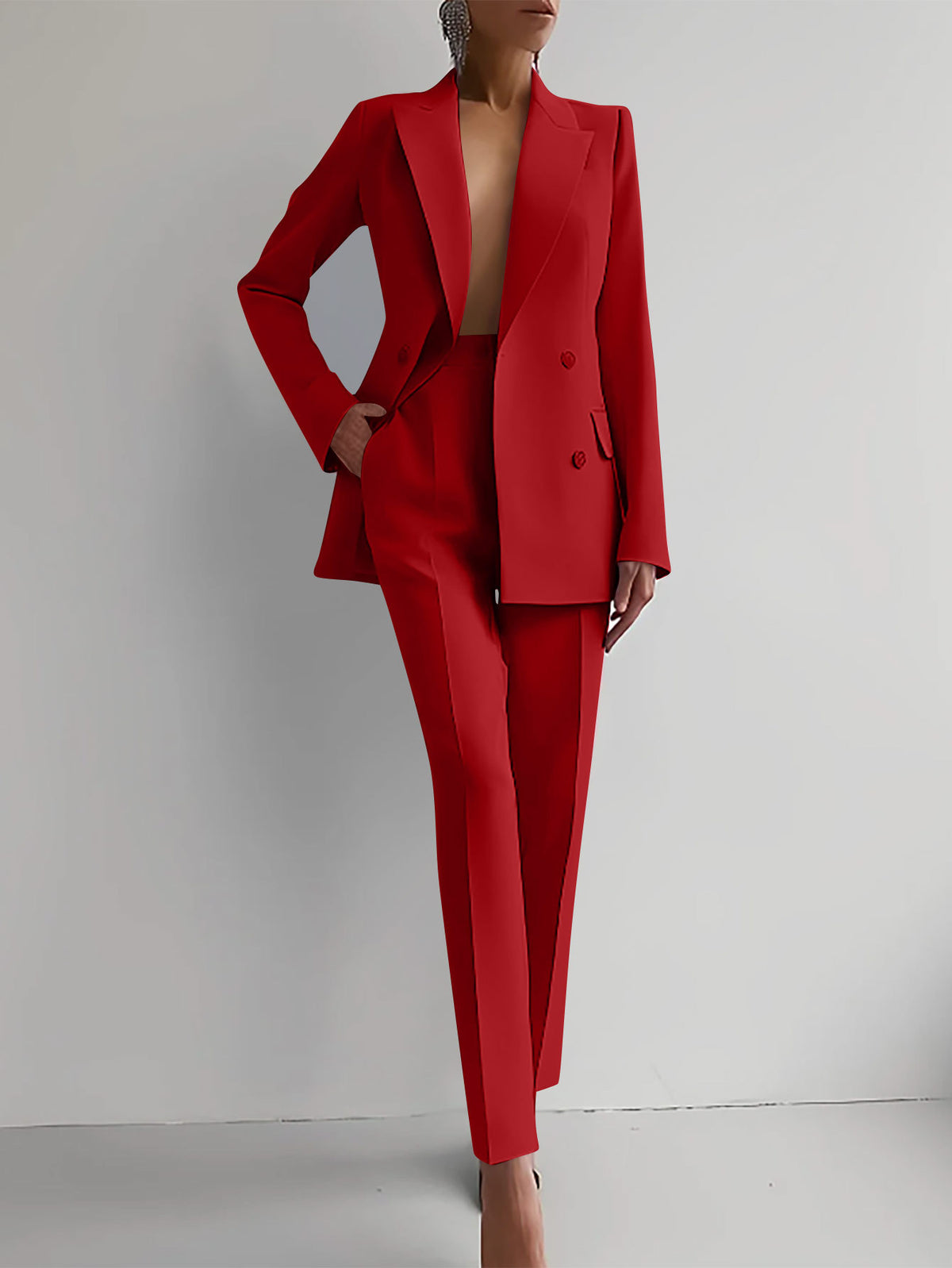 Women's Double-Breasted Blazer and Pants Suit