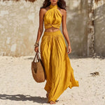 Set aus Neckholder-Top und weitem Rock