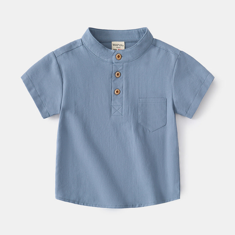 T-shirt a maniche corte con scollo a V da bambino, in cotone