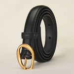 New Women's Top Layer Belt Retro Alloy Pin Buckle Leather Belt Niche Design for Jeans Belt