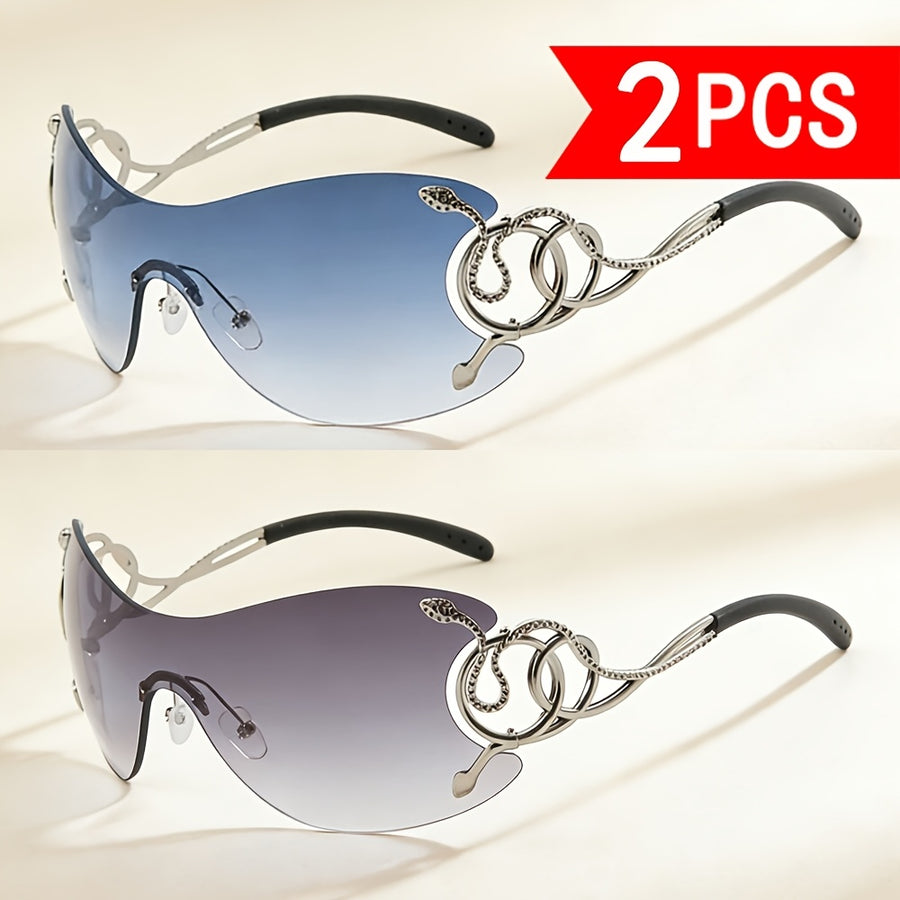 Two Great Value Combo Packs New Large-sized Women's Frameless Stylish Glasses with Trendy