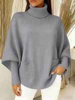 Damen-Rollkragenpullover, einfarbig