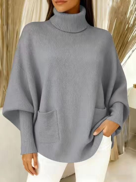 Damen-Rollkragenpullover, einfarbig