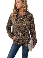 Sweat à capuche imprimé léopard pour femme
