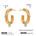 Boucles d'oreilles puces Double-C avec zirconium, acier inoxydable