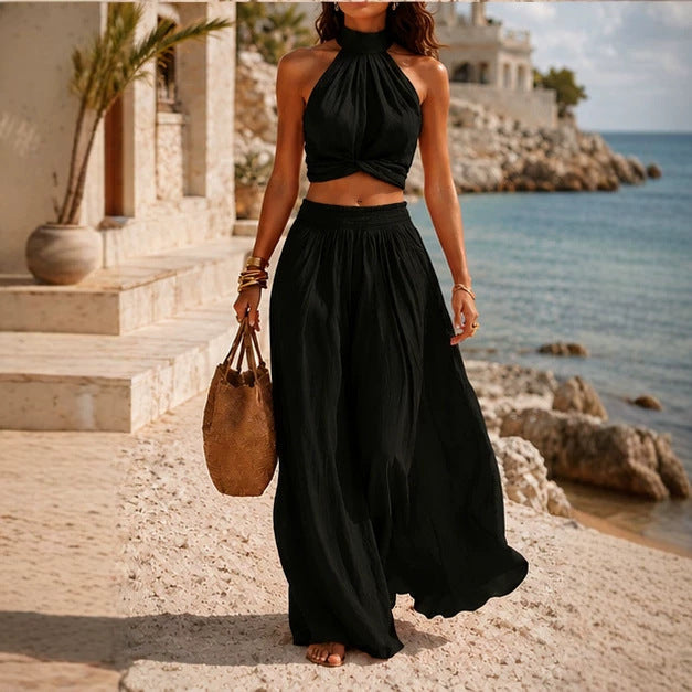 Set aus Neckholder-Top und weitem Rock