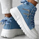 Damen-Sneaker mit Schnürung und seitlichem Reißverschluss