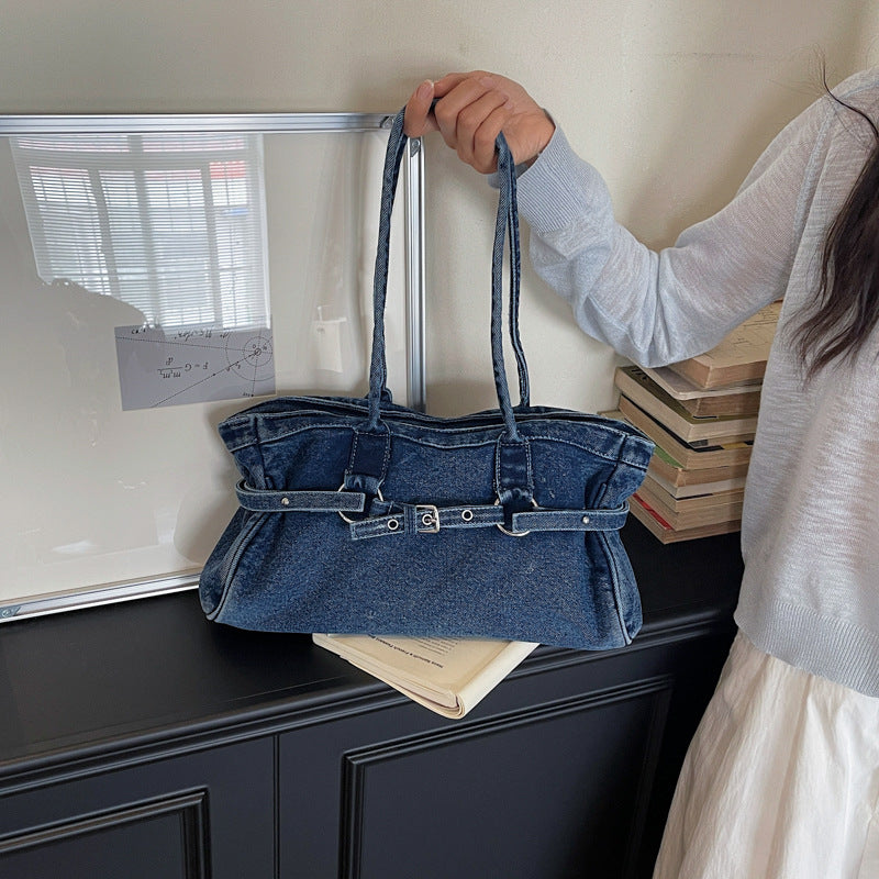 Women's Washed Denim Tote Shoulder Bag