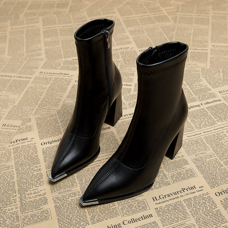 Women's Chunky-Heel Pointed-Toe Ankle Boots