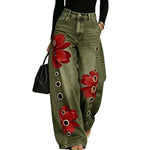 Damesjeans met print en wijde pasvorm