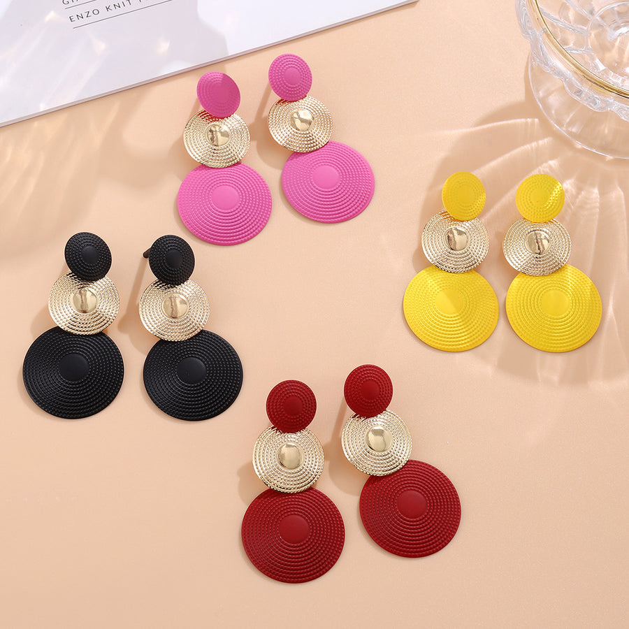Fashionable Solid-color Minimalist Three-tier Mosquito Coil-shaped Earrings