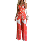 Printed V-Neck Vest and Wide-Leg Pants Set