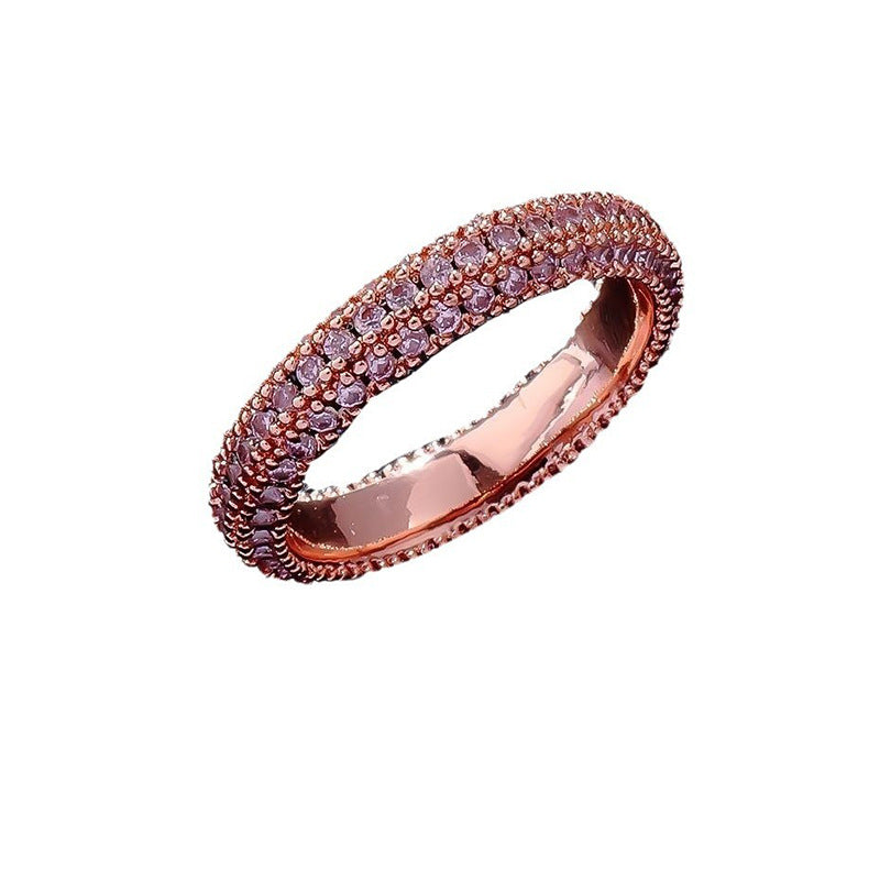Joseph Jewelry Three-sided Zirconium Shiny Diamond Ring Fashion Personalized Hip Hop Ring