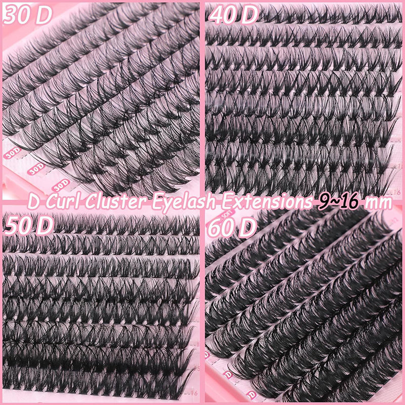 Lash Cluster Kit, 640 stuks, 9-16mm D-krul