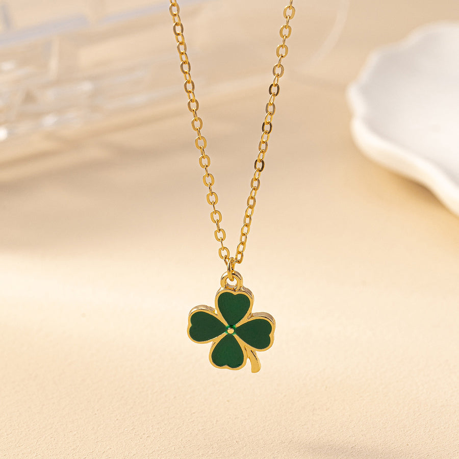 Klaverketting met groen emaille