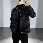 Blazer slim-fit da uomo a motivo pied-de-poule