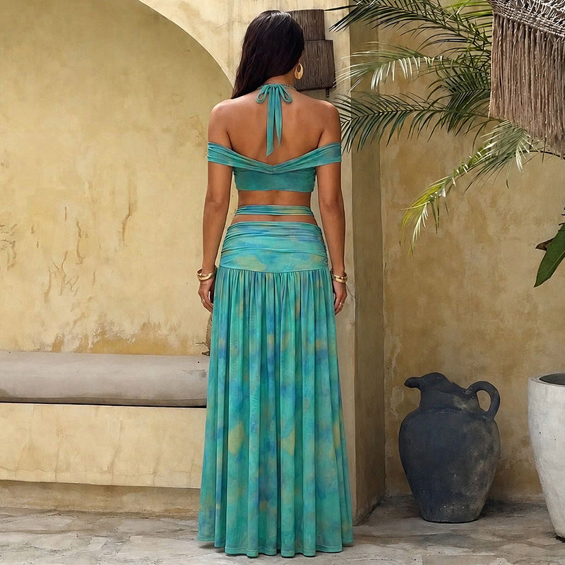 Strappy Crop Top and Maxi Skirt Set