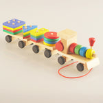 Juguete de tren de madera de tres secciones, tractor, rompecabezas de inteligencia para niños, juguete educativo