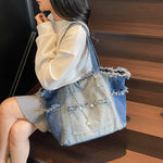Versatile High-capacity Minimalist Ombre Denim Shoulder Bag