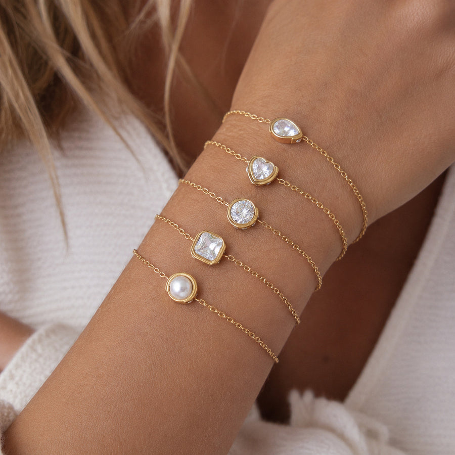 Verstelbare zirkonia armband, roestvrij staal