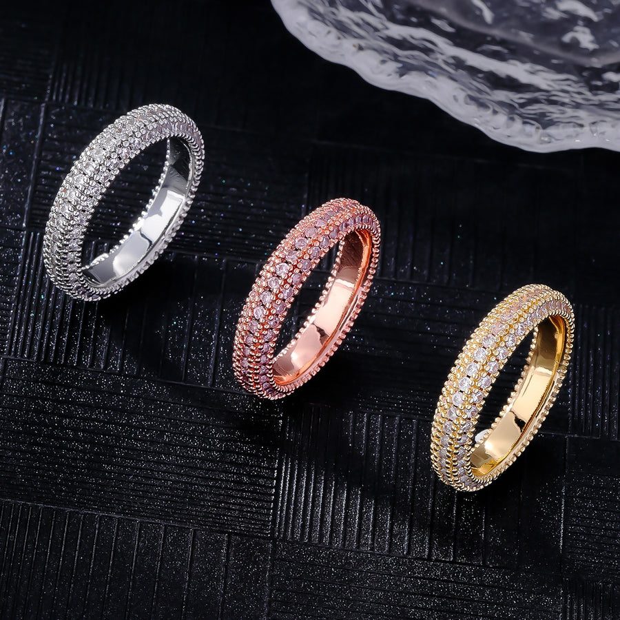 Joseph Jewelry Three-sided Zirconium Shiny Diamond Ring Fashion Personalized Hip Hop Ring