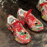 Damen-Dad-Sneaker aus Denim mit Strasssteinen