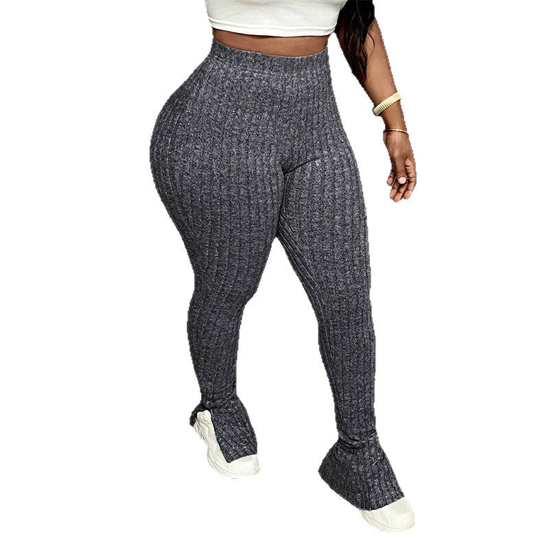 Leggings Flare com Cintura Subida e Abertura Lateral