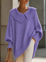 Pull en maille à col en V coupe ample pour femme