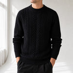 Herren-Vintage-Pullover mit Zopfmuster und Rundhalsausschnitt