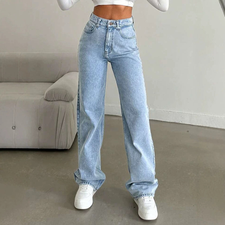 Jeans a vita alta dal taglio dritto rétro
