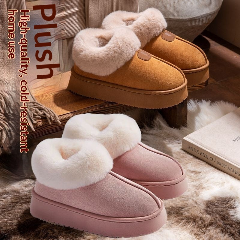 Pantuflas de algodón con forro de felpa para mujer
