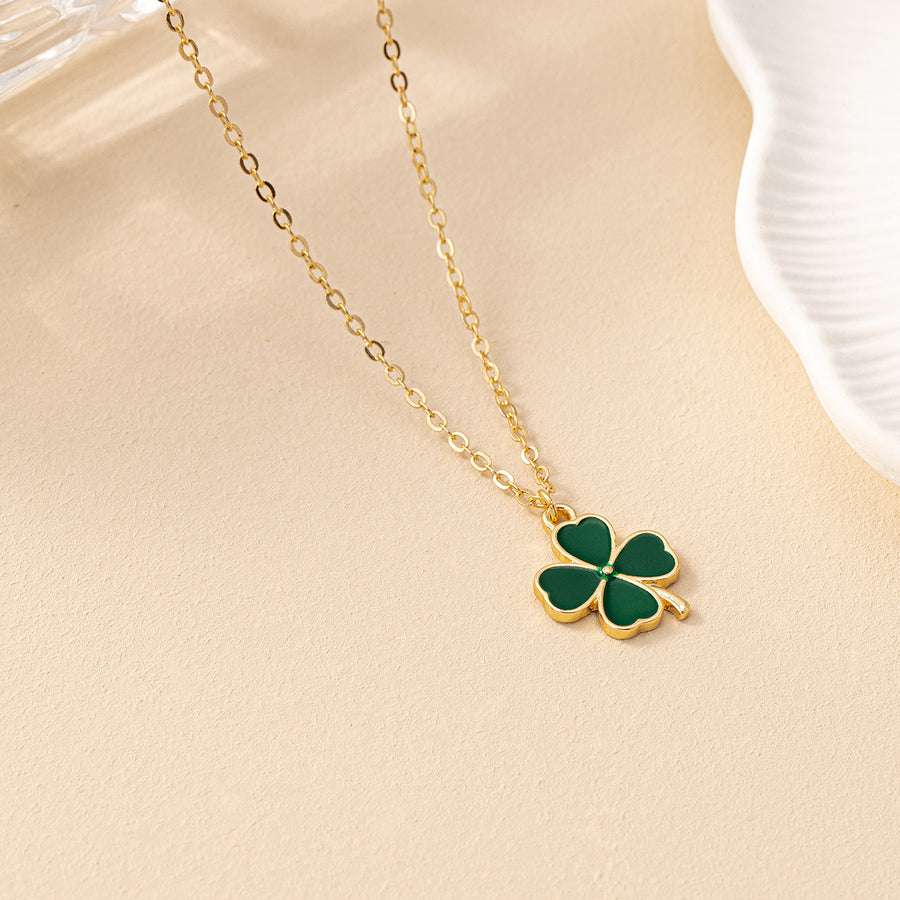 Klaverketting met groen emaille