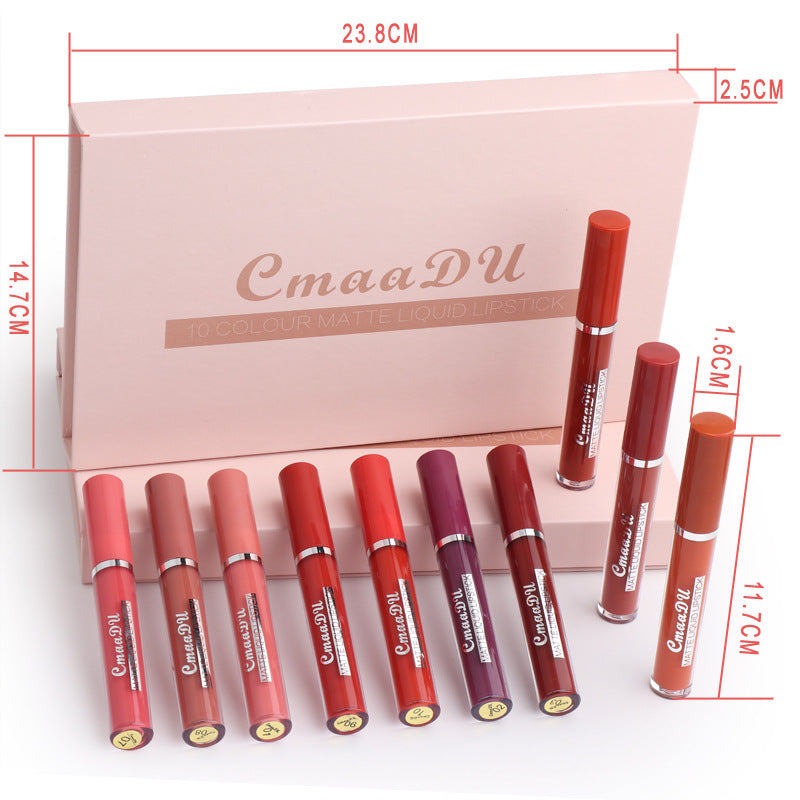 Matte vloeibare lipstickset, 10 stuks