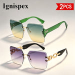 Óculos de Sol Quadrados Sem Armação, Pack de 2, Lentes Degradê