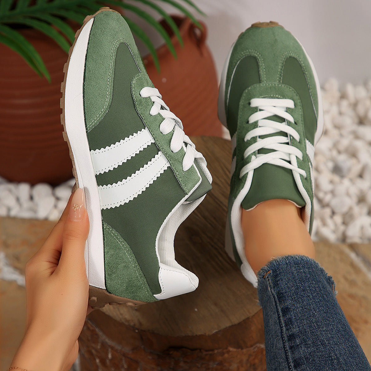 Zapatillas retro de suela gruesa para mujer