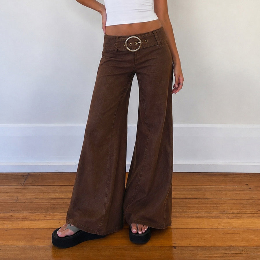 Pantaloni a vita bassa a gamba larga stile rétro