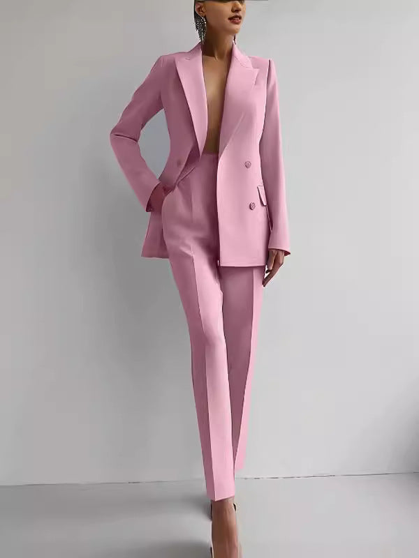 Women's Double-Breasted Blazer and Pants Suit