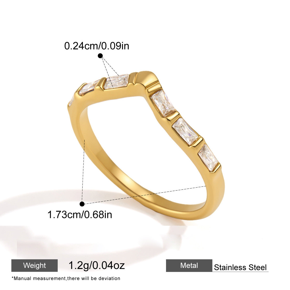 Anello minimalista con zircone, acciaio inossidabile