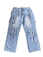 Jeans cargo donna a gamba larga baggy