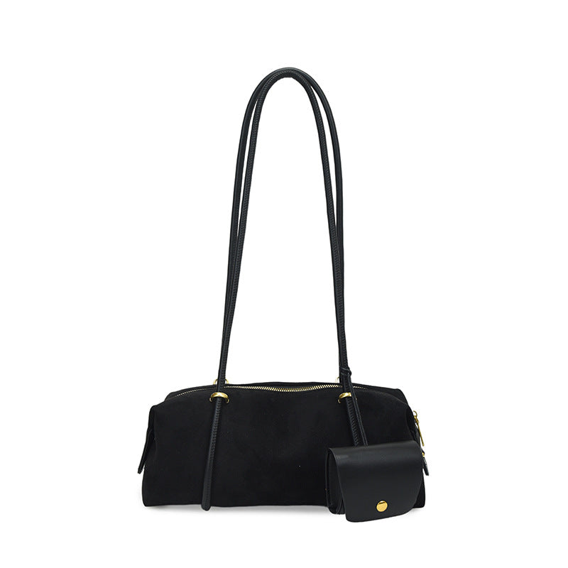 Bolso de hombro tipo pillow de gamuza para mujer