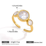 Anello minimalista con zircone, acciaio inossidabile