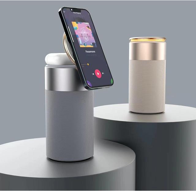 3-in-1 Wireless Charger with Bluetooth Speaker and Lamp