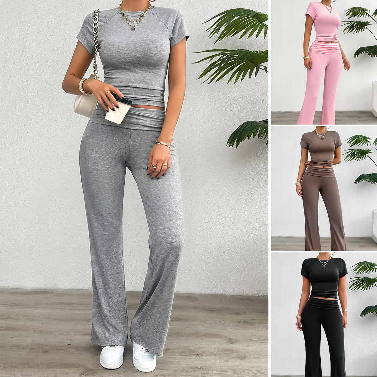 Damen-Set aus kurzärmeligem Oberteil und Hose