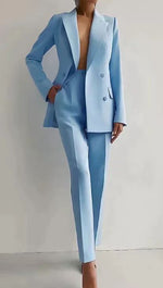 Women's Double-Breasted Blazer and Pants Suit