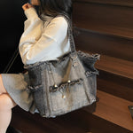 Versatile High-capacity Minimalist Ombre Denim Shoulder Bag